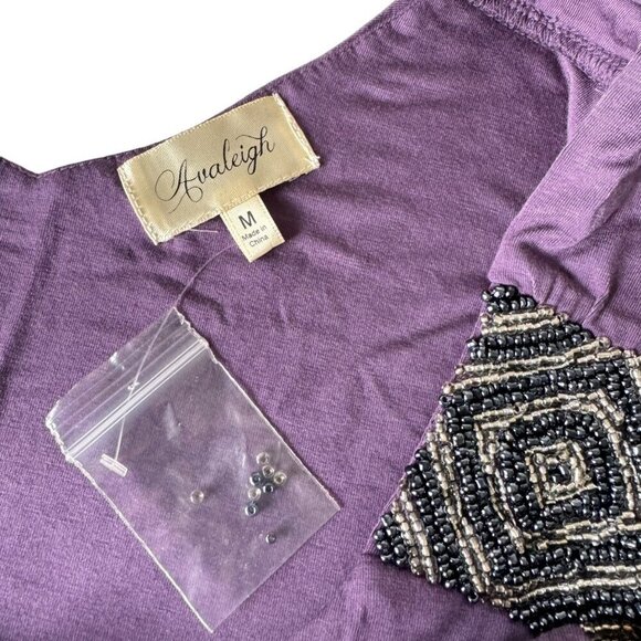 NWOT AVALEIGH Boho Beaded Maxi Dress Sz.M Purple Babydoll Y2K Coastal Feminine - Picture 12 of 15